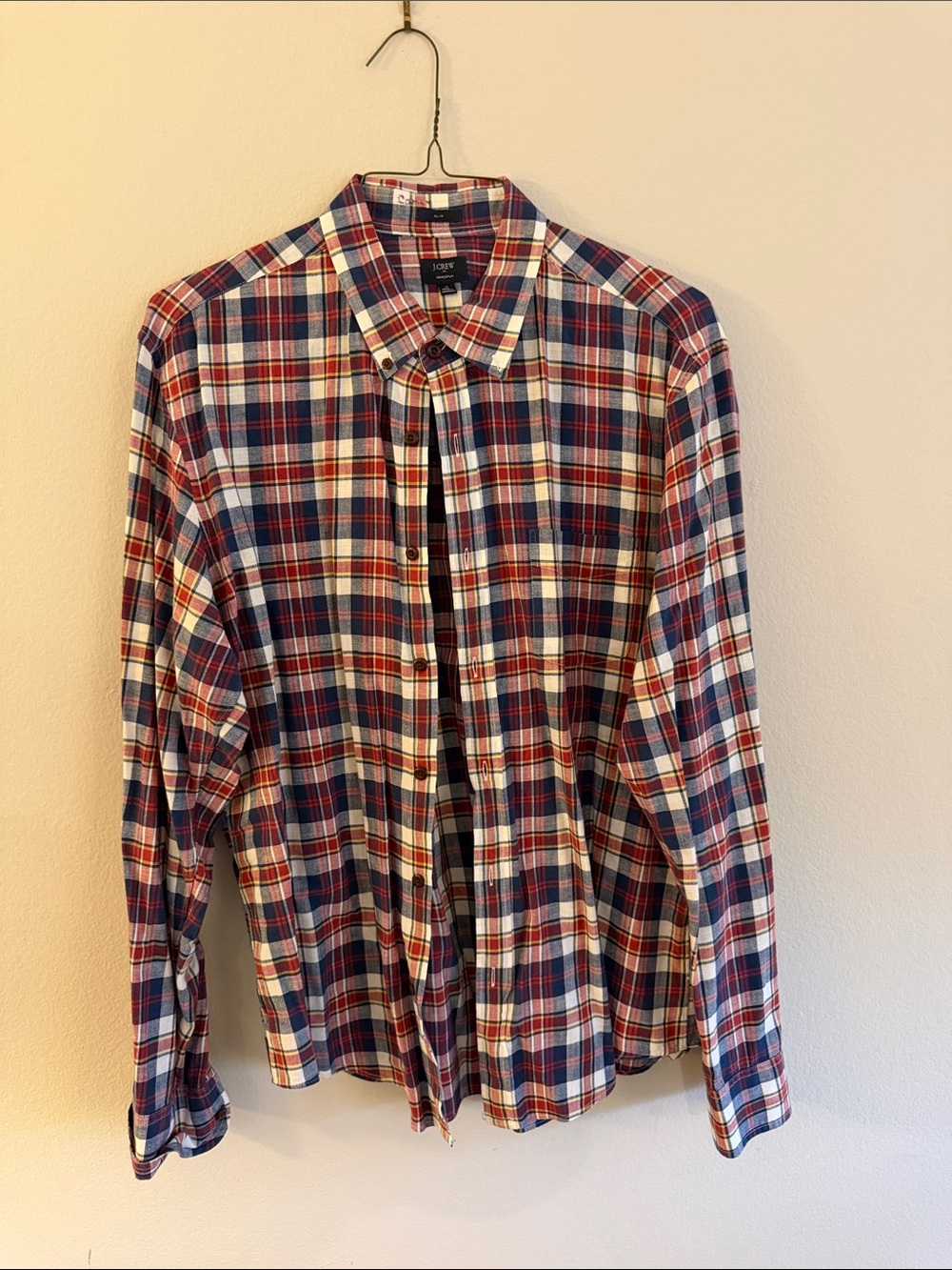 J. Crew Men’s Red & Blue Plaid Button-Down Shirt XL